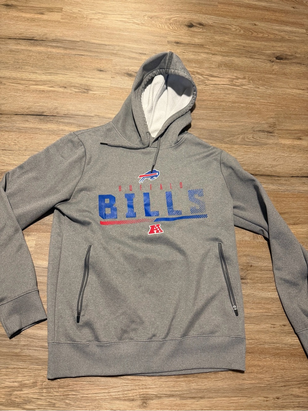 NFL Gray Buffalo Bills Men's Pullover Hoodie with Blue and Red Logo
